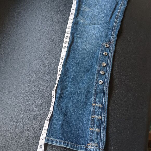 Mudd Women's Jean Blue Lightly Distressed Low Rise Buttons Y2K 90s Size 7 - Picture 4 of 12